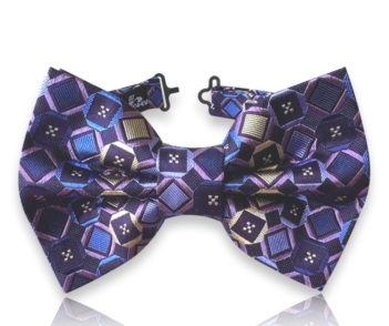 Heritage Collection handmade luxury silk bow tie in royal purple jacquard geometric pattern