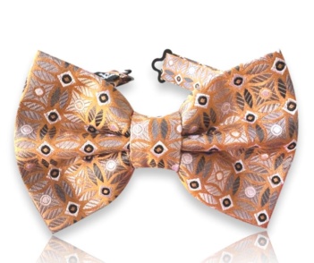 Premium handmade silk bow tie from the Heritage Collection featuring an elegant golden copper ornamental pattern