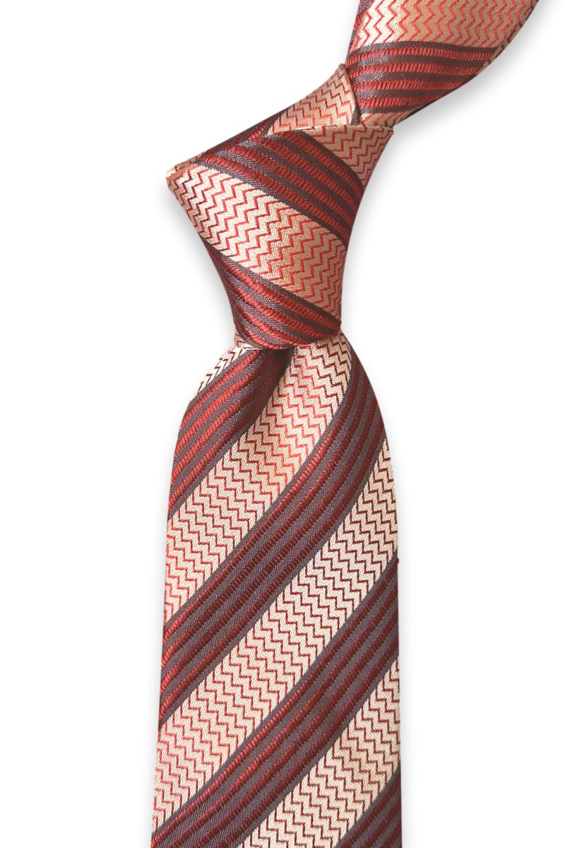 Neven Orange & Ivory Zigzag Stripe Silk Tie